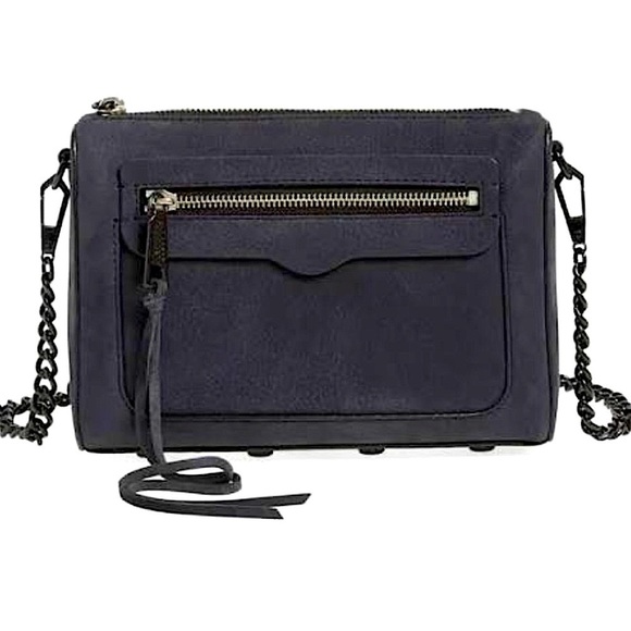 Rebecca Minkoff Avery Leather Chain Strap Studded Crossbody Bag black boho - Picture 1 of 11